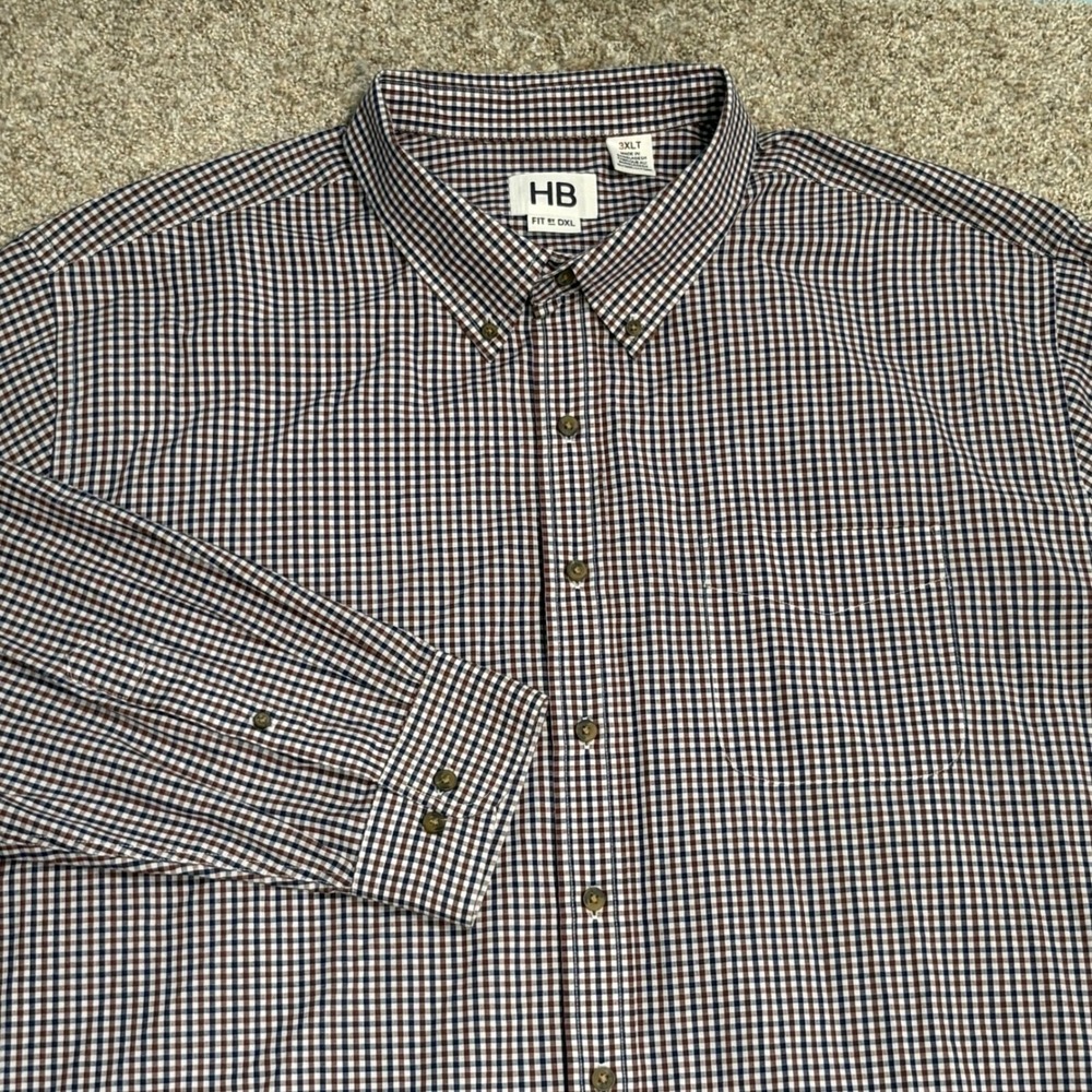 Harbor Bay Button Down Shirt Mens 3XLT Plaid Check Short Sleeve‎ Chest Pocket